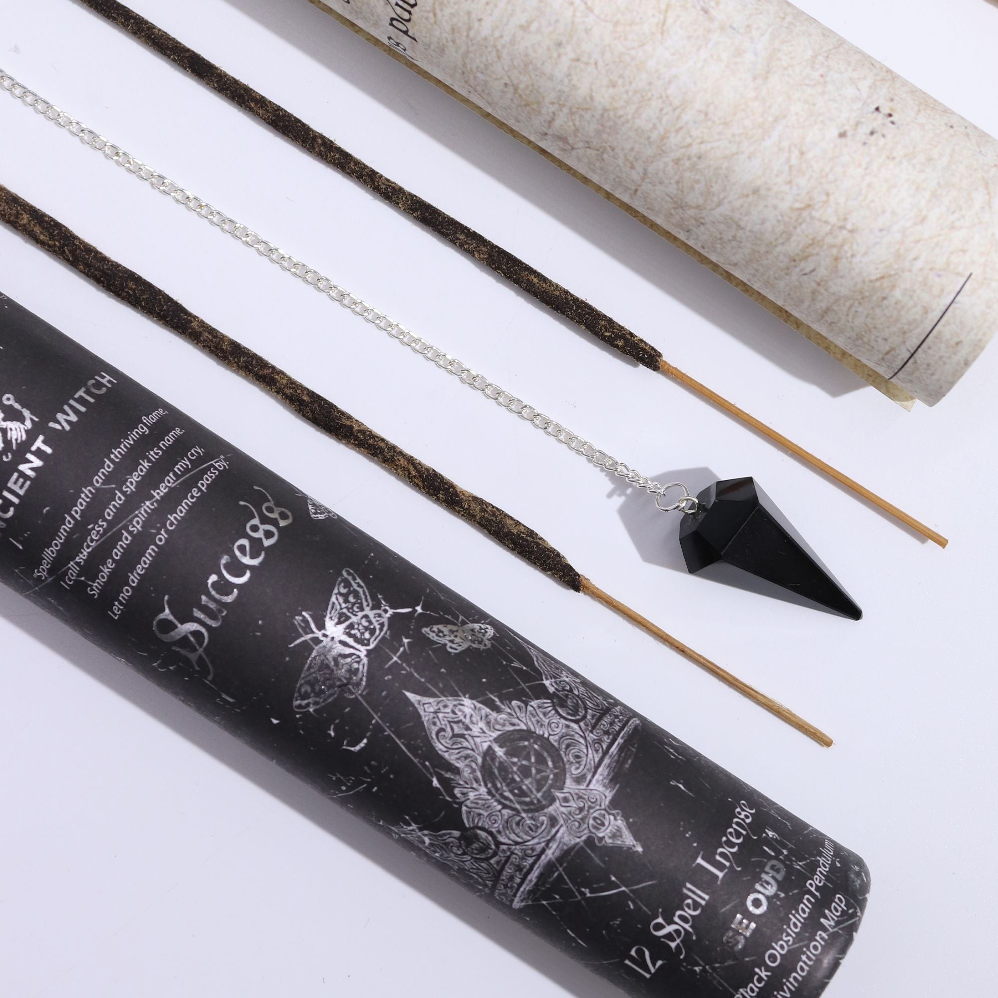 Success Spell Incense with Black Obsidian Pendulum for Focus