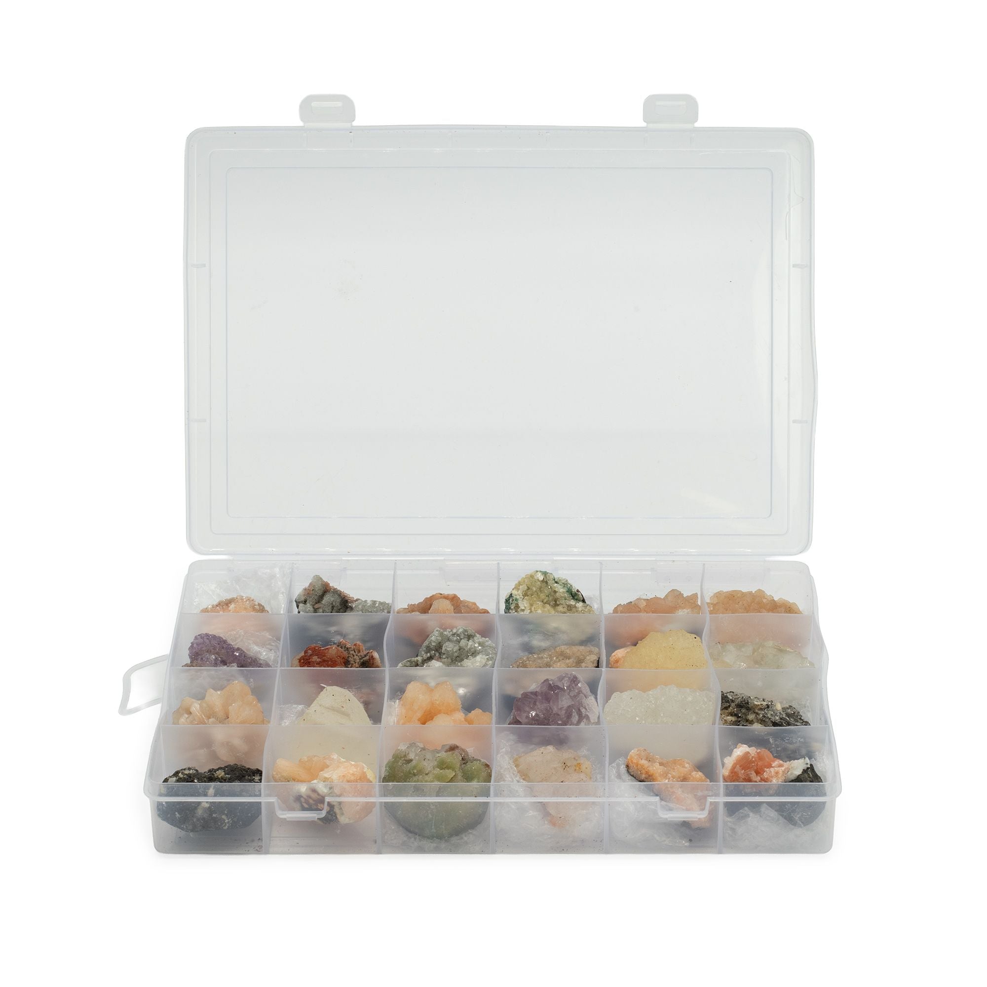 Mixed Indian Zeolite Mineral Specimens Set in Elegant Display Box
