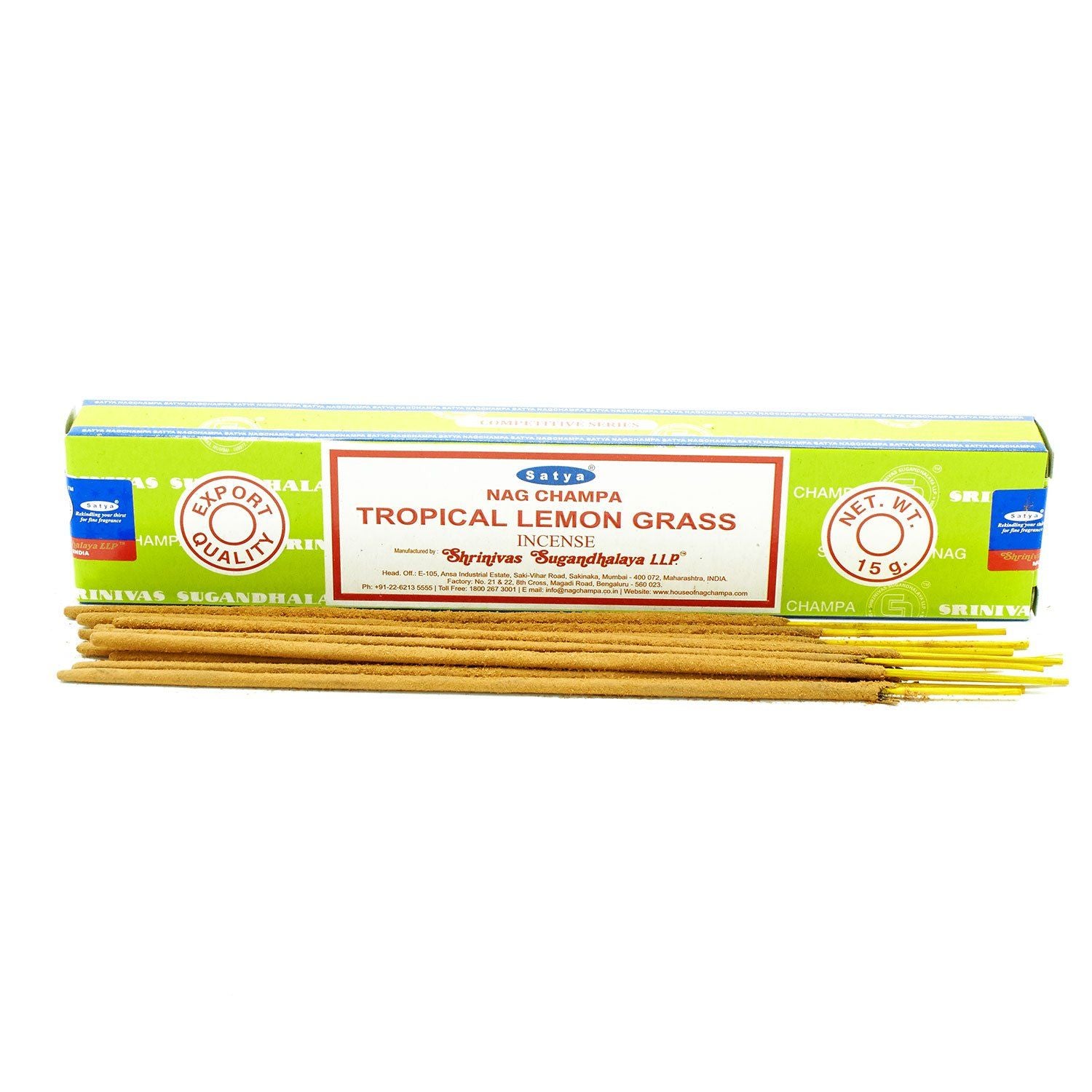 Satya Incense Sticks 15g Tropical Lemongrass for Home Fragrance