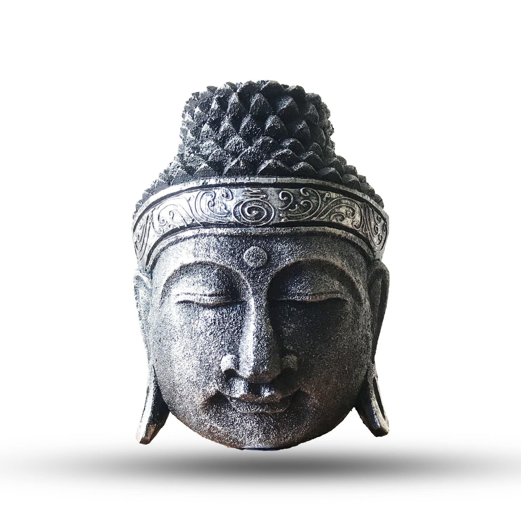 Buddha Head Home Decoration with Silver Shine Finish 25cm Design