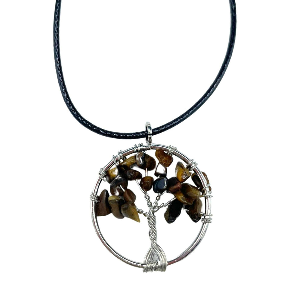 Tree of Life Pendant in Tiger Eye with Intricate Design Detail