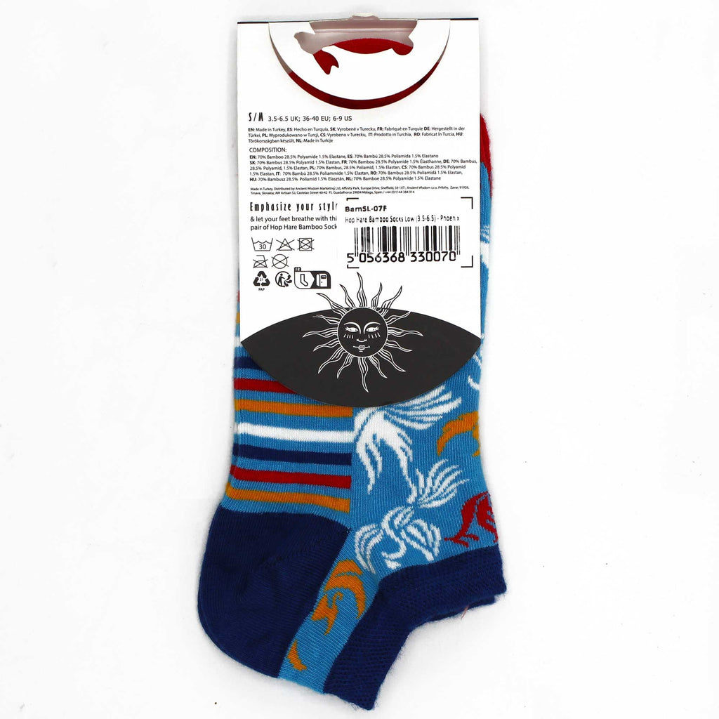 S/M Hop Hare Bamboo Low Cut Socks (3.5 6.5) with Phoenix Design