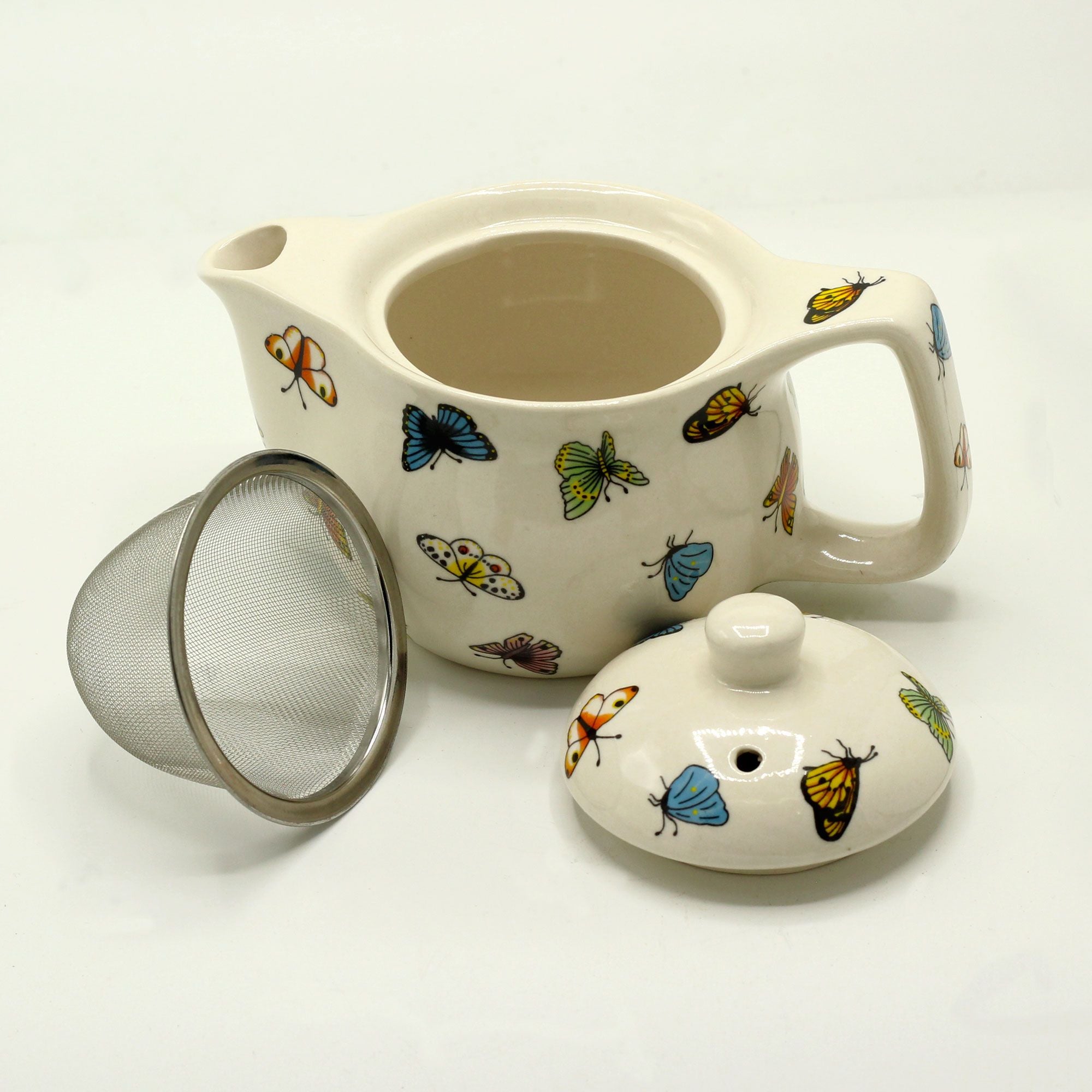 Small Herbal Teapot with Butterflies for Charming Tea Moments