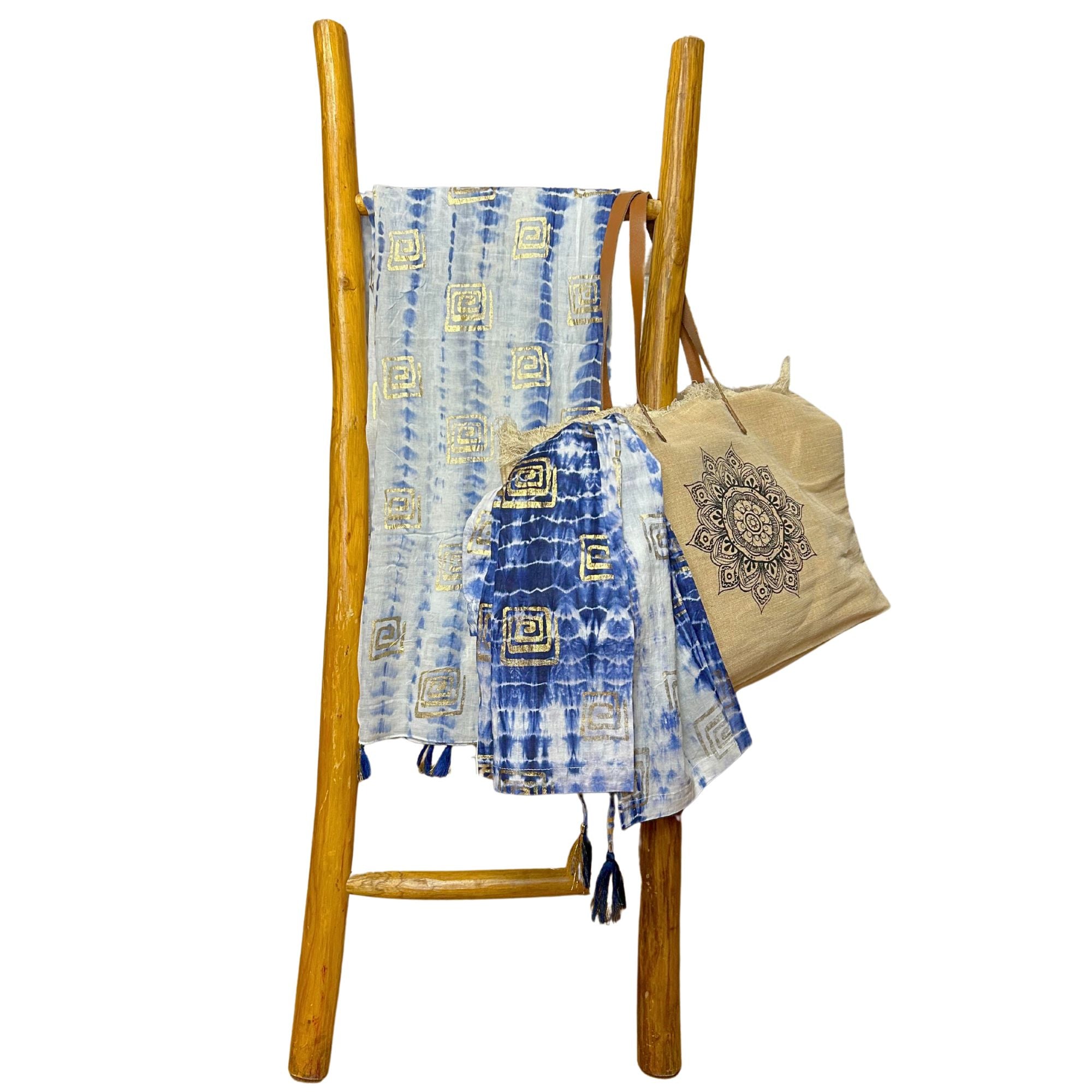 Nomad Sari Pareo in Blue Tie Dye & Block Print for Versatile Style