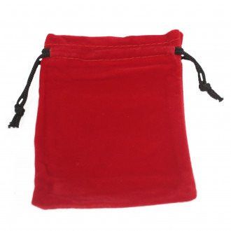 Quality Velvet Pouch in Red with Black Drawstring for Small Items