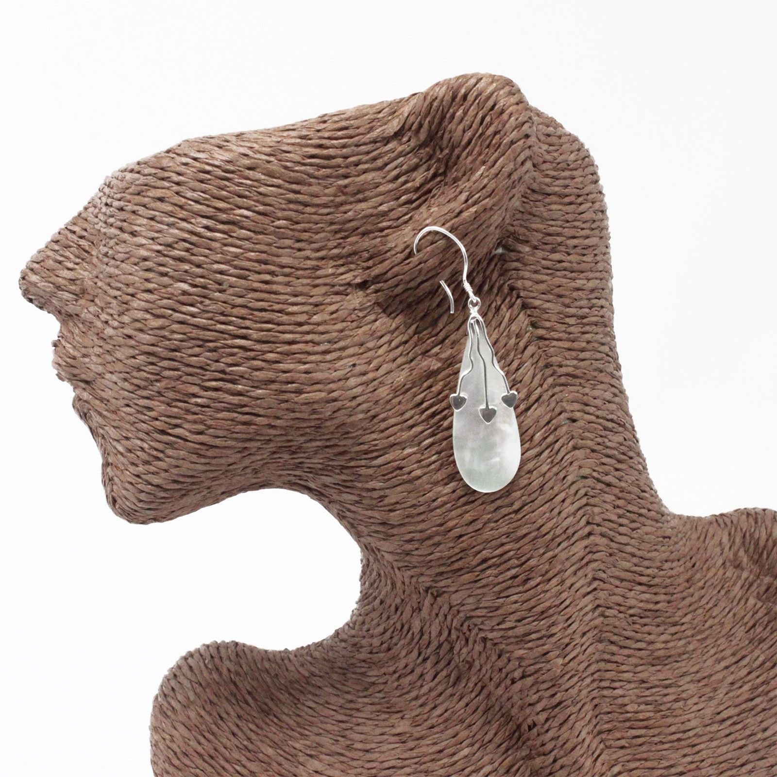 Shell & Silver Earrings with Three Hearts Design for Style