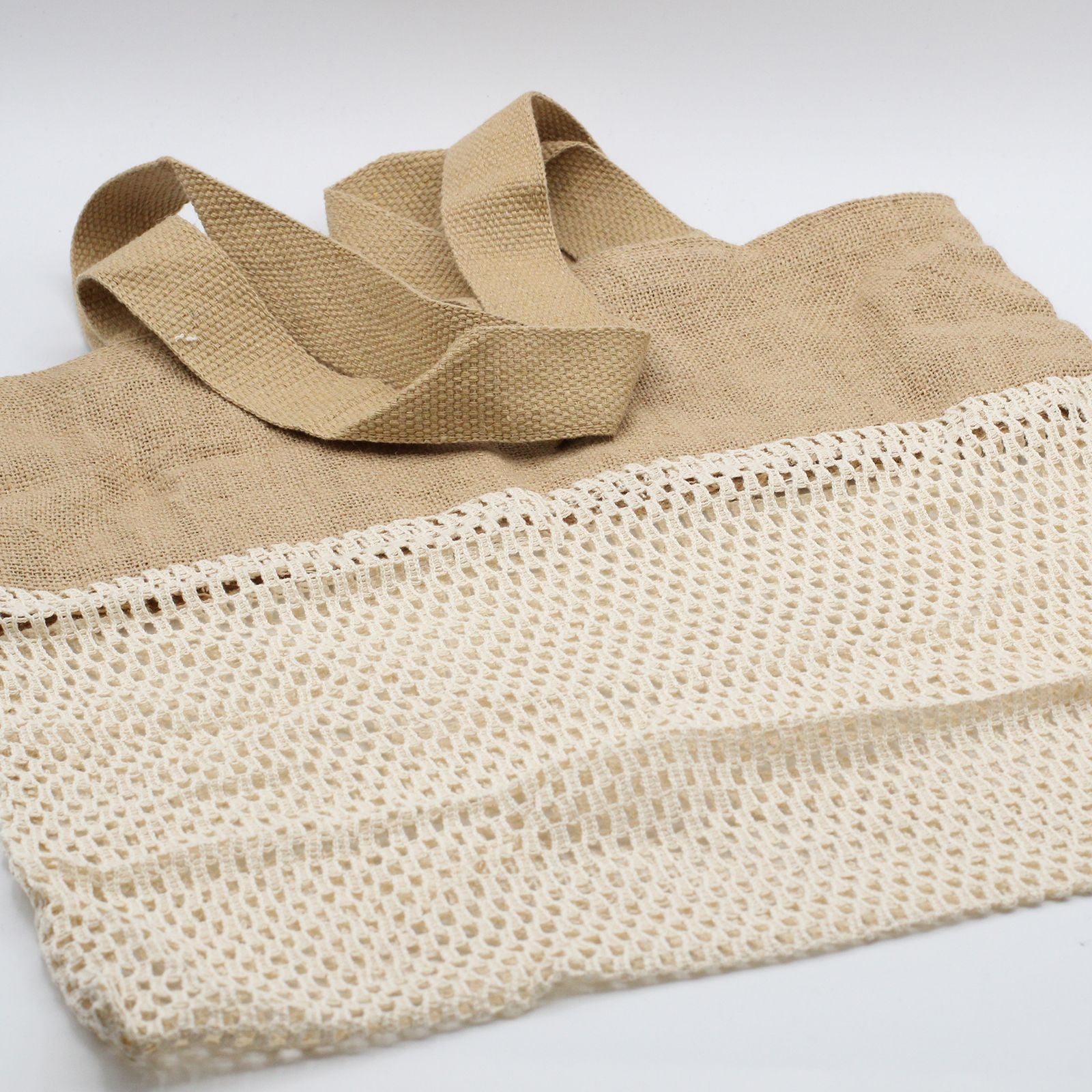 Pure Soft Jute and Cotton Mesh Bag Natural for Eco Friendly Shopping