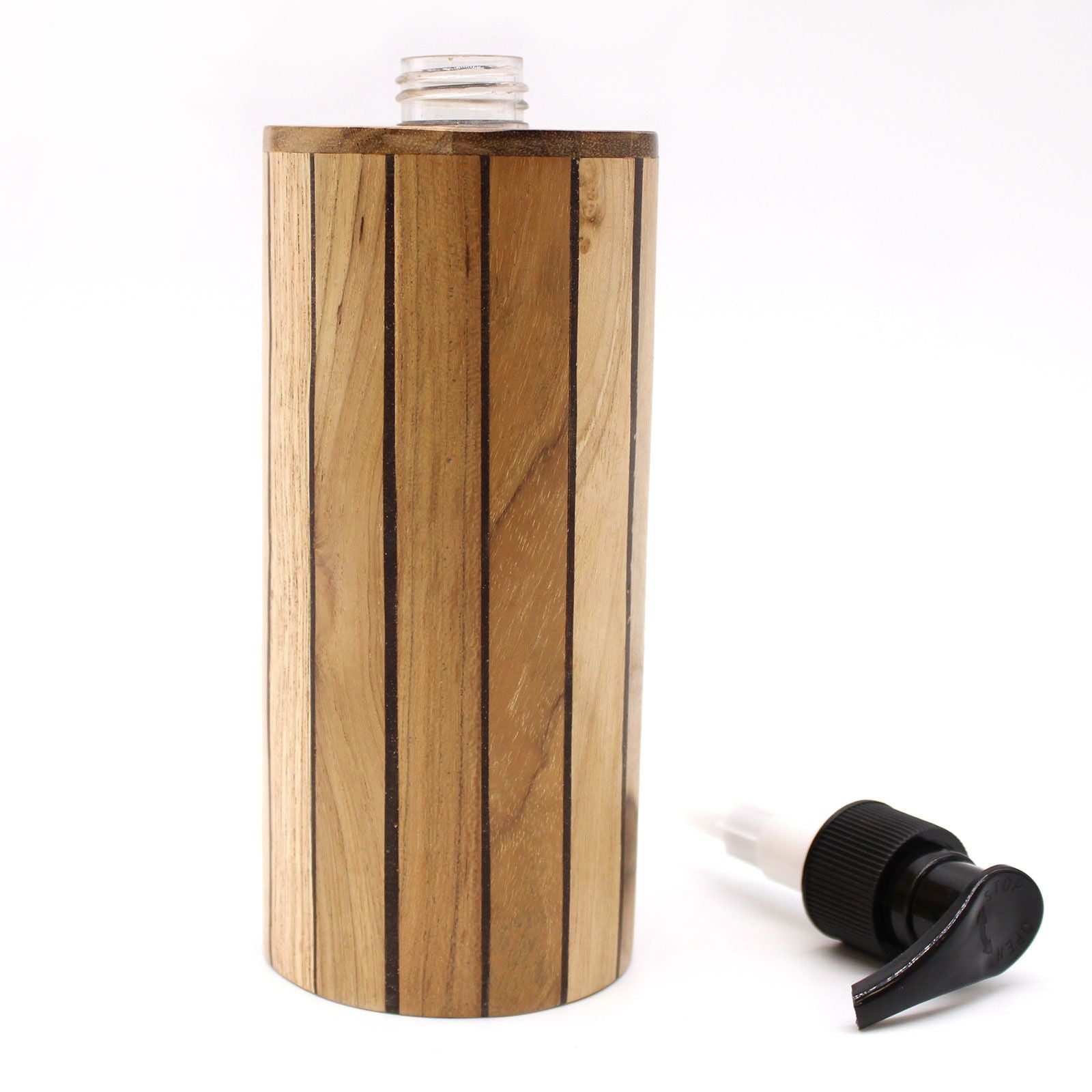 Natural Teakwood Round Soap Dispenser for Kitchen and Bathroom