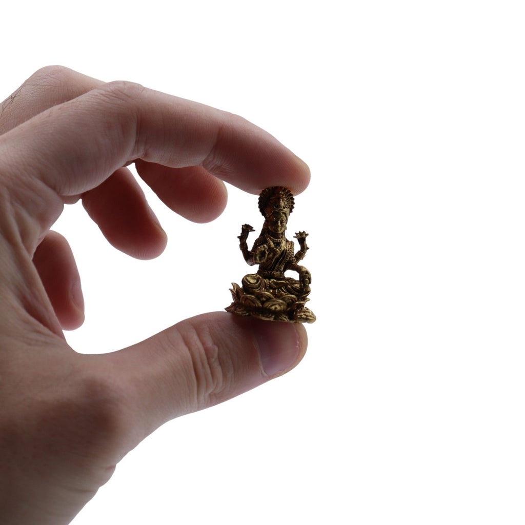 Brass Miniature Gods Laxmi Figurine for Prosperity and Abundance