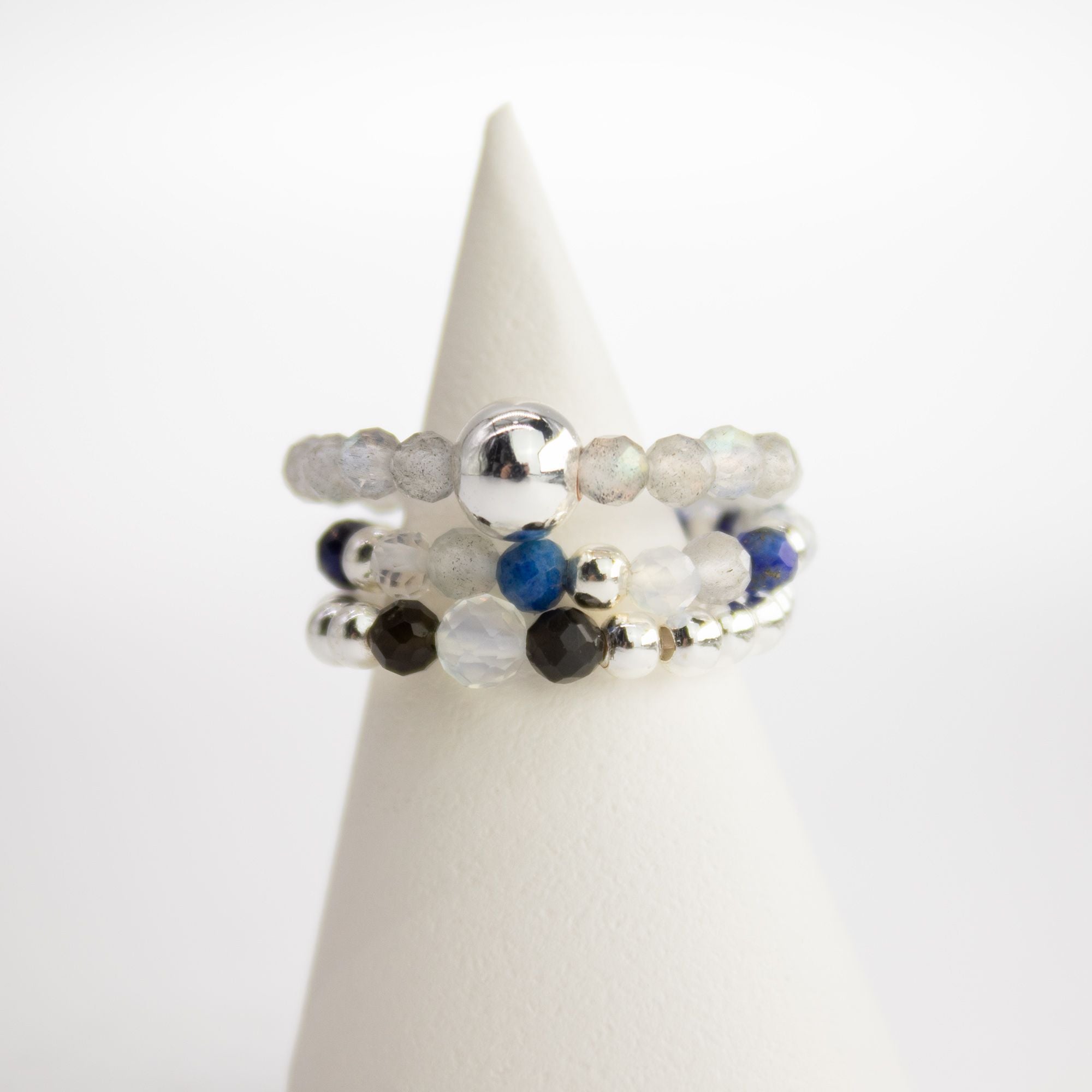 Nymph Spirit Gemstone Ring Set with Northern Lights Inspiration