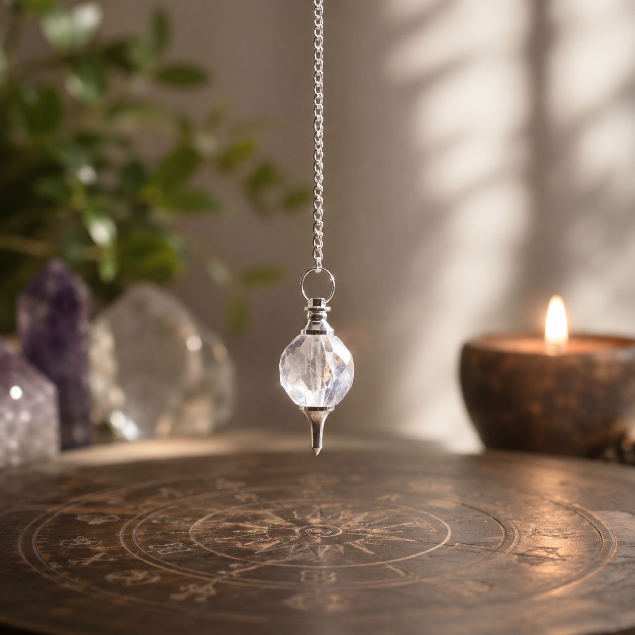 Facted Gemstone Pendulum - Rock Quartz