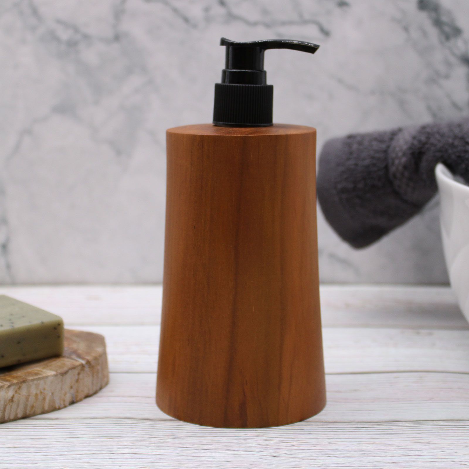 Natural Teakwood Soap Dispenser Taper for Elegant Home Decor