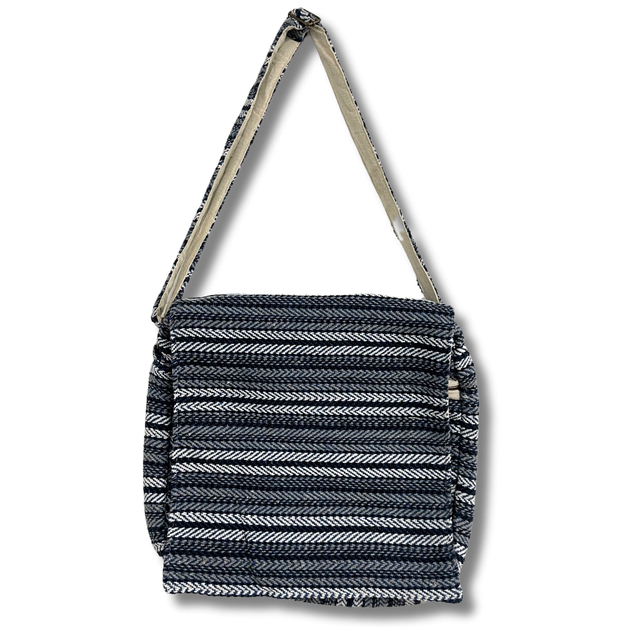 Soft Banjar Laptop Bag in Blue Strips for Modern Protection