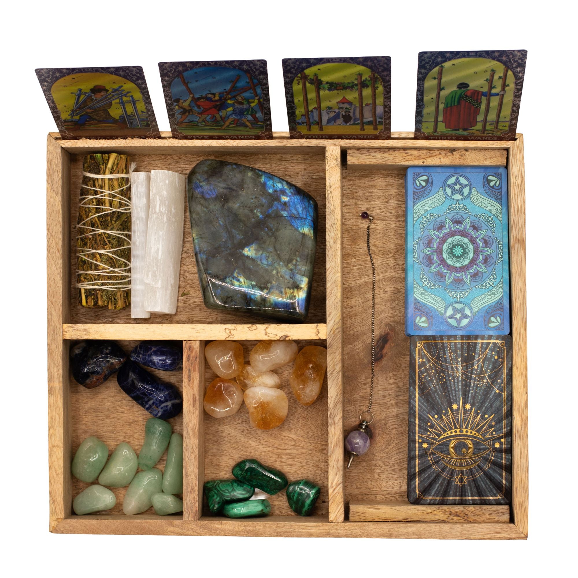 Four Section Tarot Box with Card Holder for Organised Readings