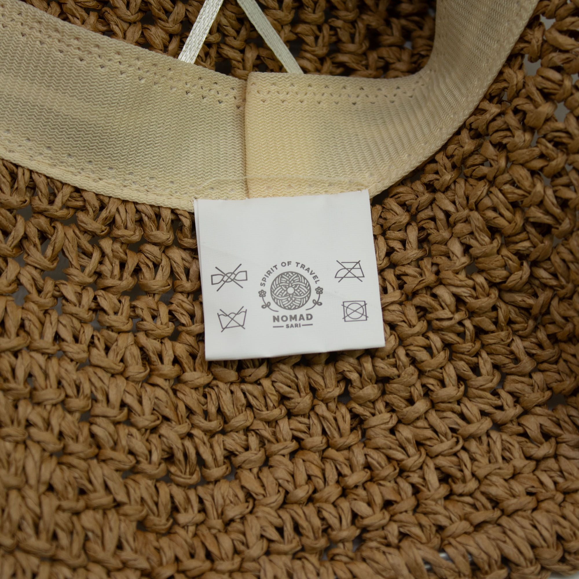 Nomad Sari Floppy Straw Sun Hat in Coffee and Daisies Design