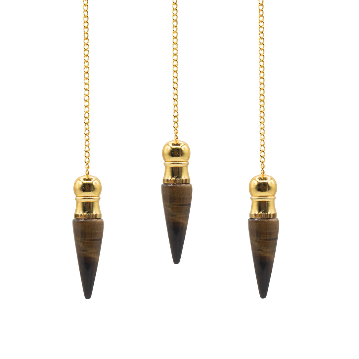 Secret Cavity Discovery of Truth Pendulum - Tiger Eye - Gold Plated