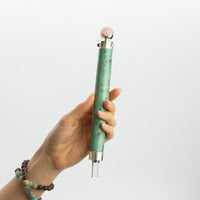 Verdant Heart Wand - Ruby Fuchsite Rose Quartz Crystal Ball top - 23cm