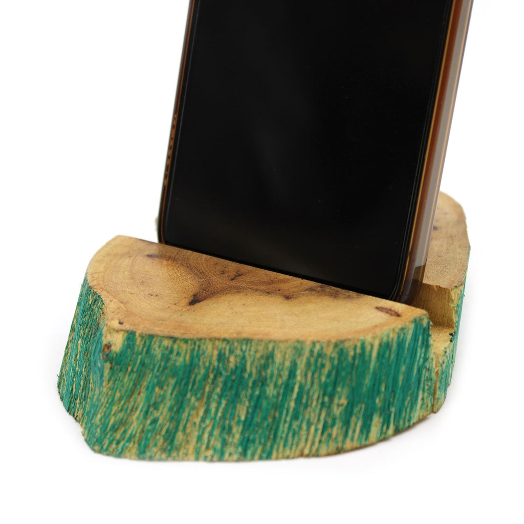 Lrg Gamal Wood Phone Holder with Modern Greenwash Finish Design