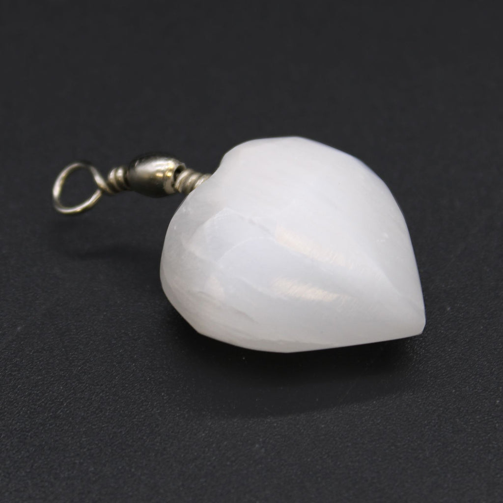 Selenite Heart Pendant for Unique Style and Elegant Fashion Accessory