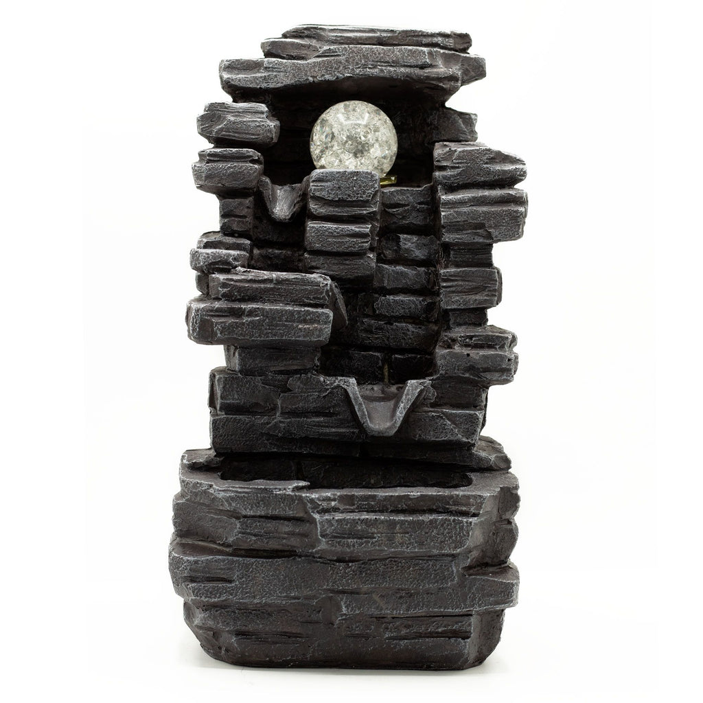 Tabletop Water Feature with Slab Rocks and Crystal Ball 35cm