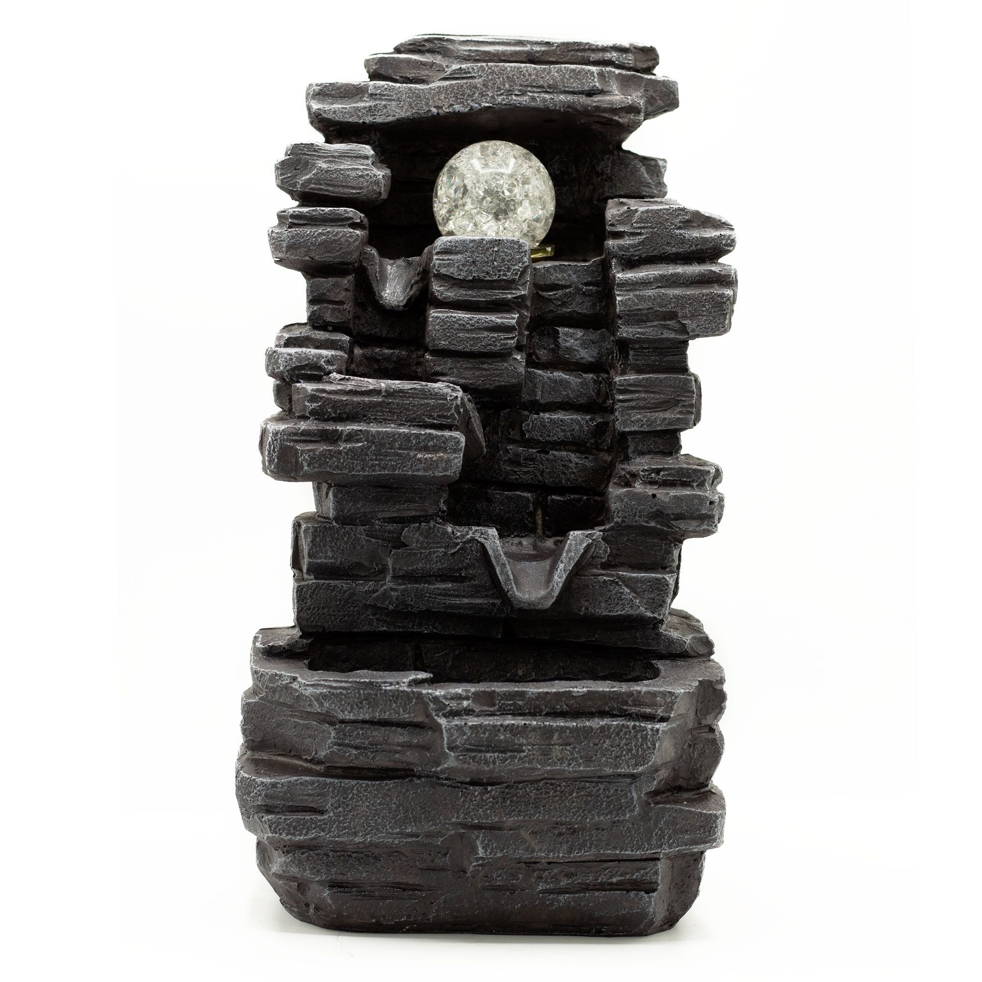 Tabletop Water Feature with Slab Rocks and Crystal Ball 35cm
