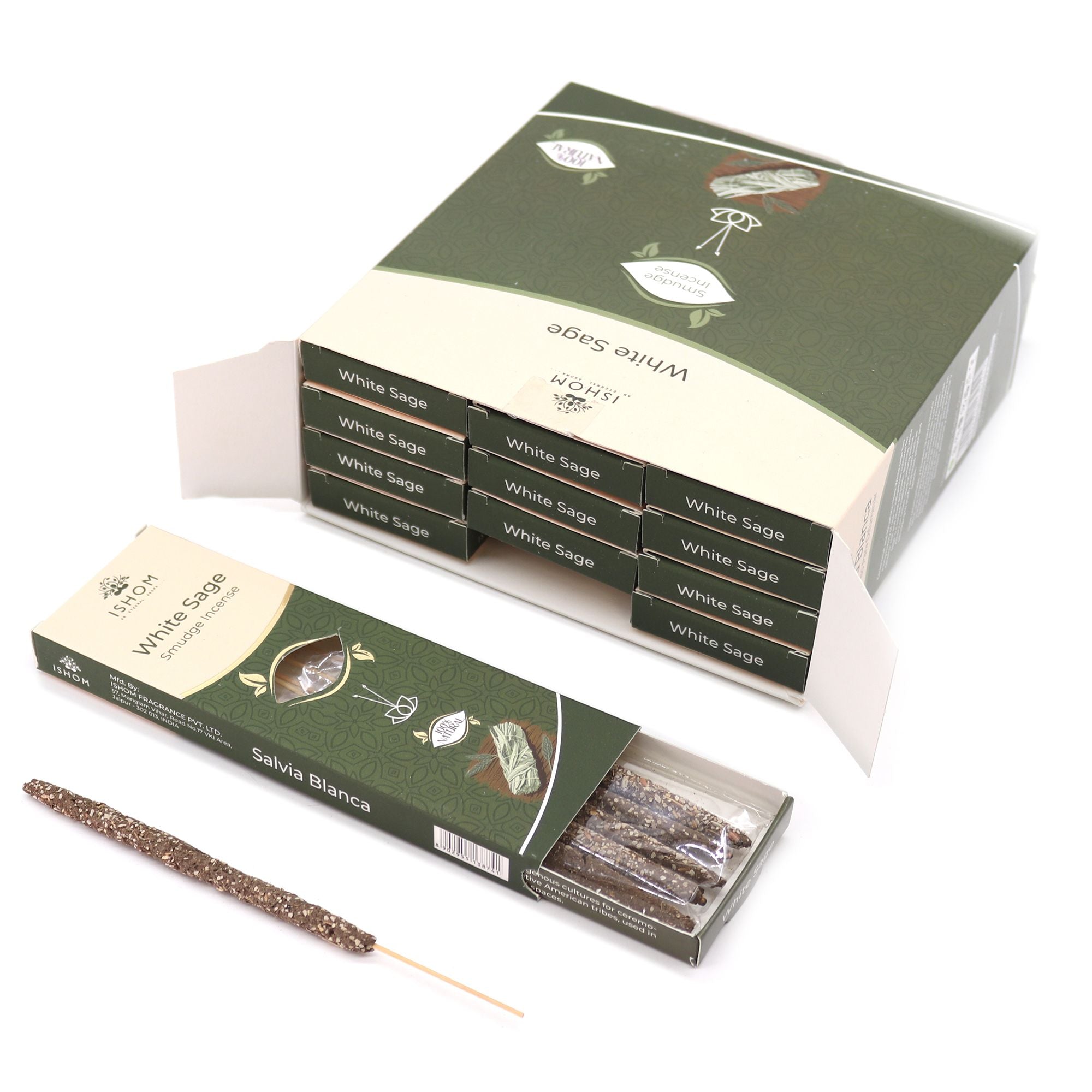 Ishom Smudge Incense White Sage for Cleansing and Purifying Spaces