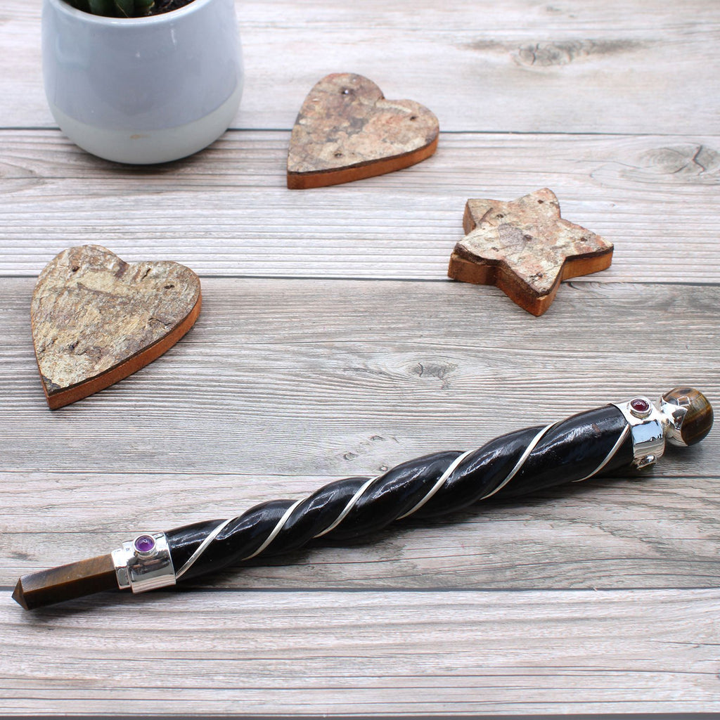 Twisted Healing Wand with Copper and Tiger Eye Design