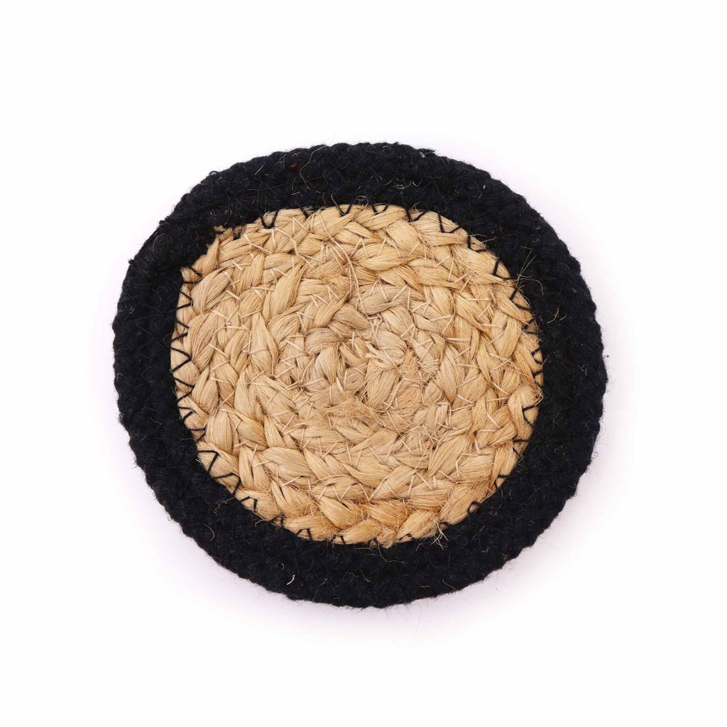 Natural Coaster Set of 6 Mixed Colours Jute and Cotton Placemats