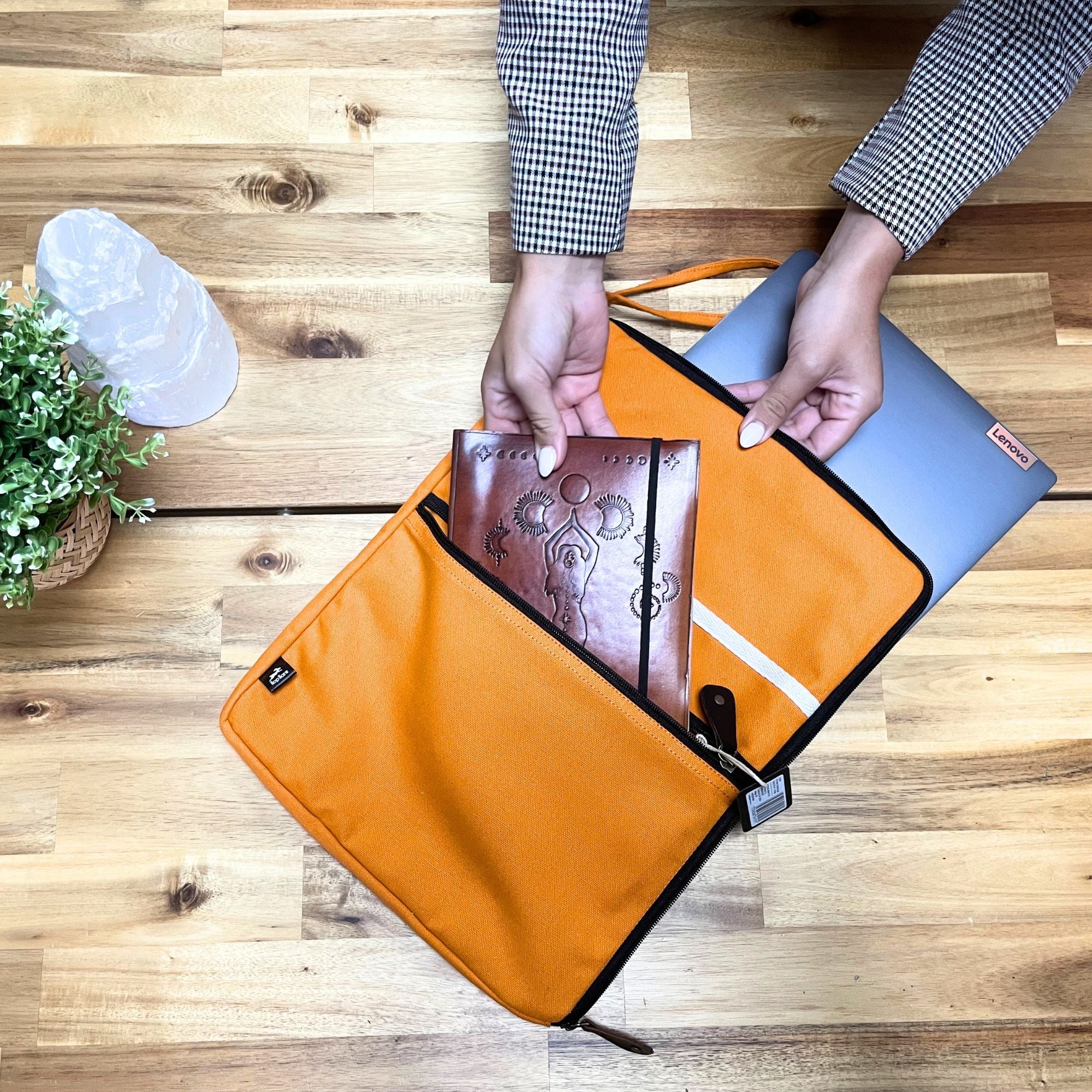 Canvas Travel Laptop Pouch in Orange for Quick Access and Style