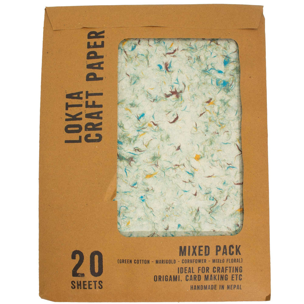 A4 Lokta Craft Paper Mixed Pack of 20 Floral Design Sheets