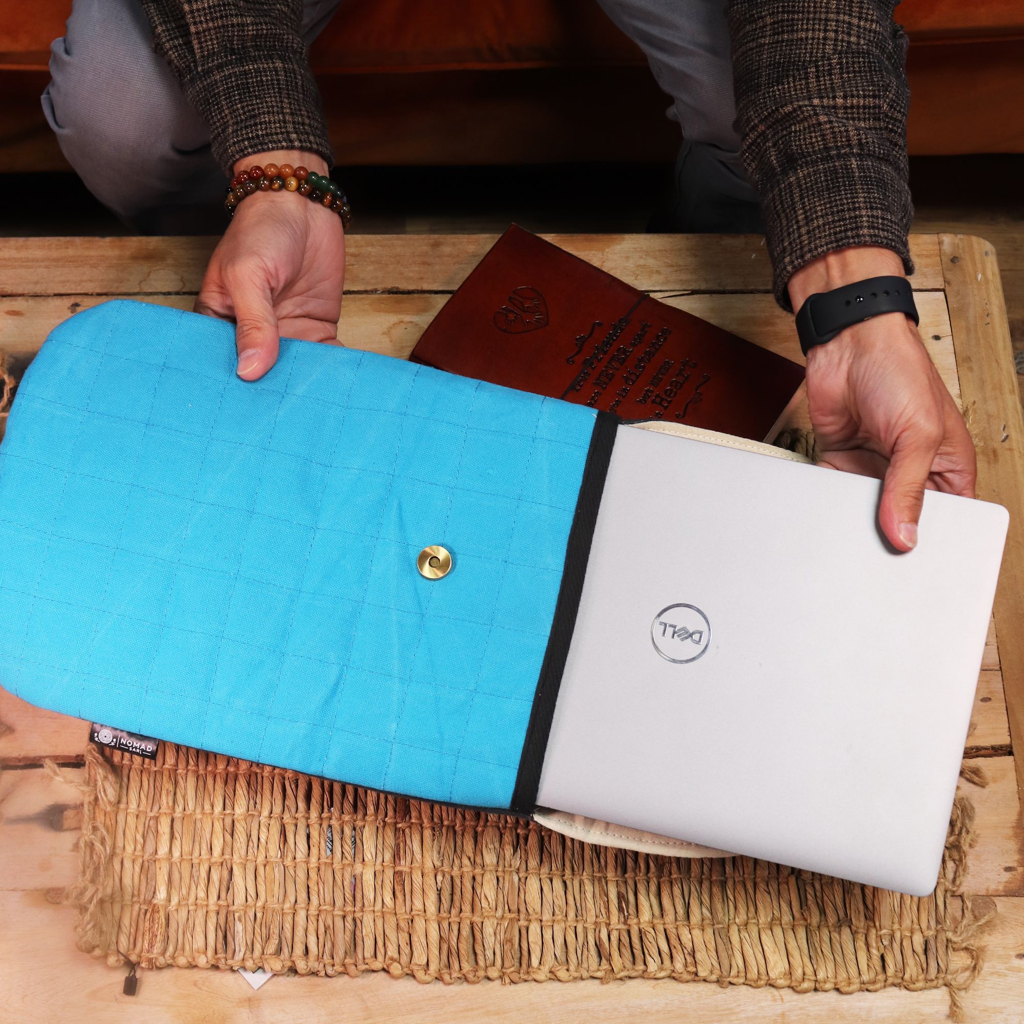 13 Inch Laptop Padded Pouch in Crazy Yellow with Magnetic Closure