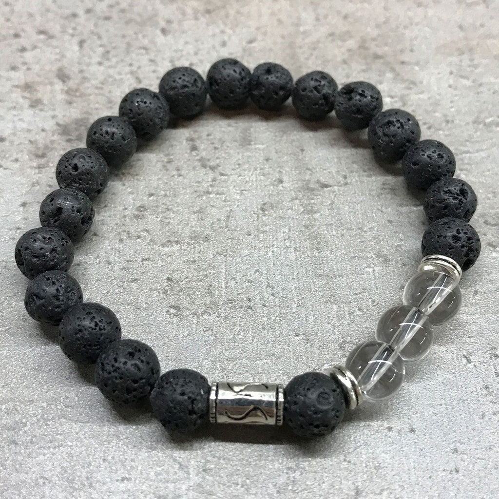 Lava Stone Bracelet with Tribal Rock Quartz Aromatherapy Diffuser
