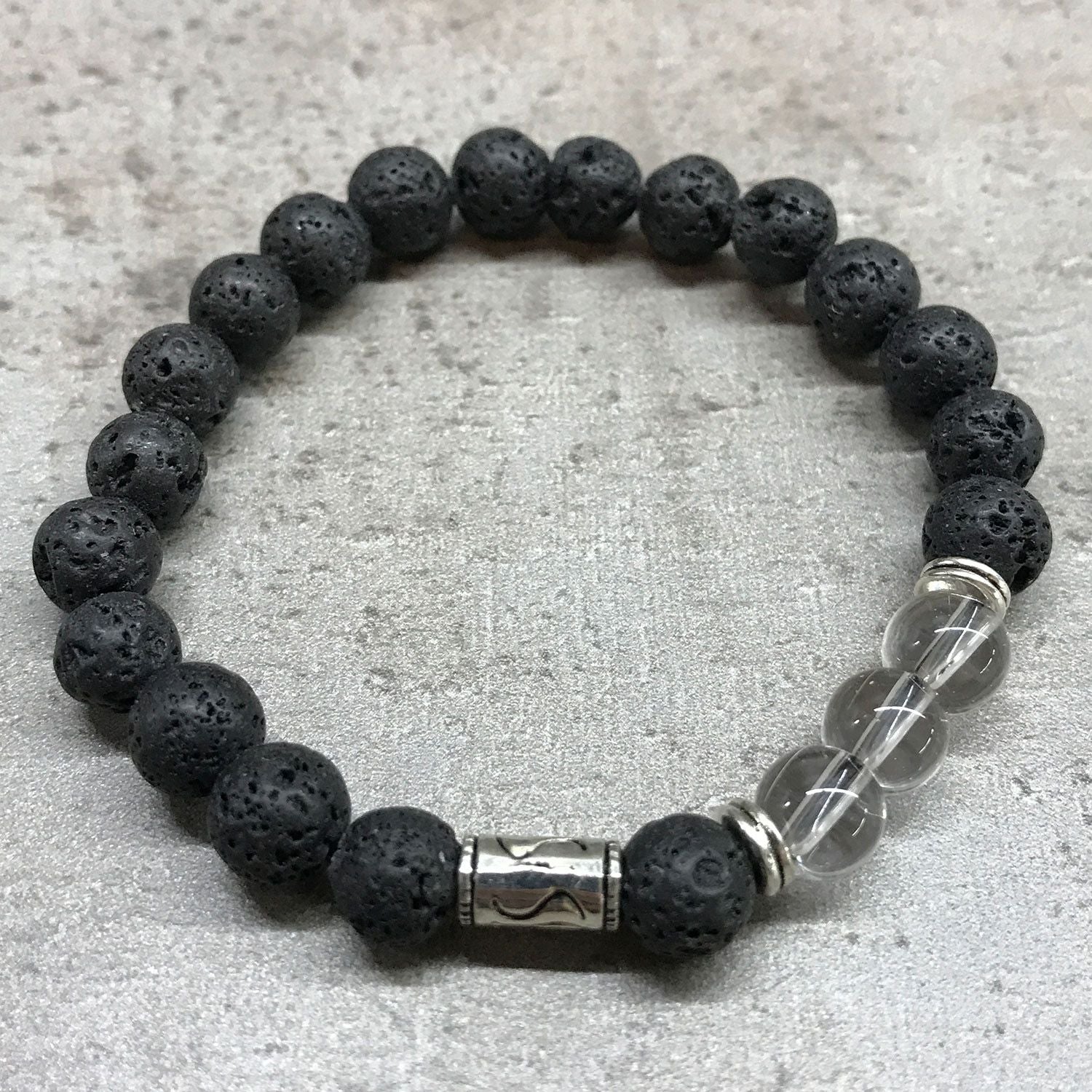 Lava Stone Bracelet with Tribal Rock Quartz Aromatherapy Diffuser