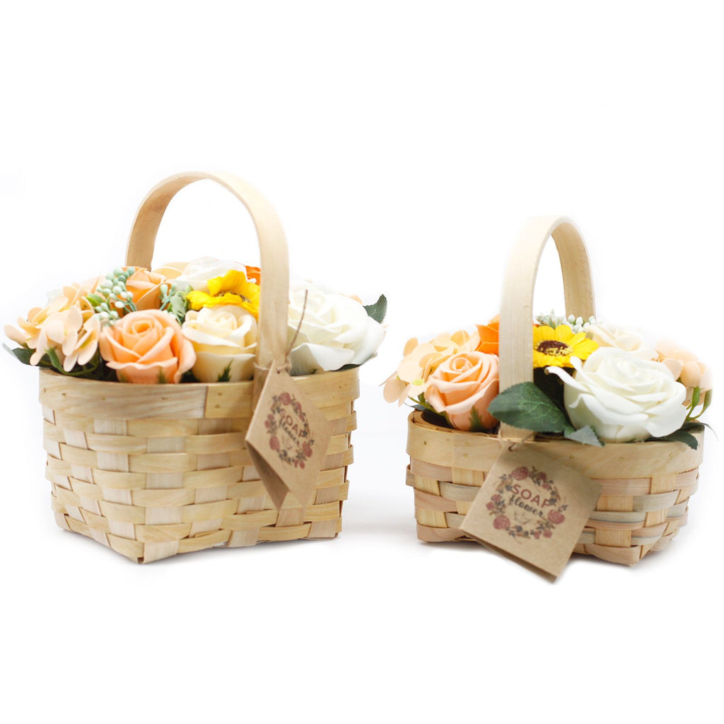 Large Pink Bouquet in Wicker Basket for Elegant Home Decor Piece