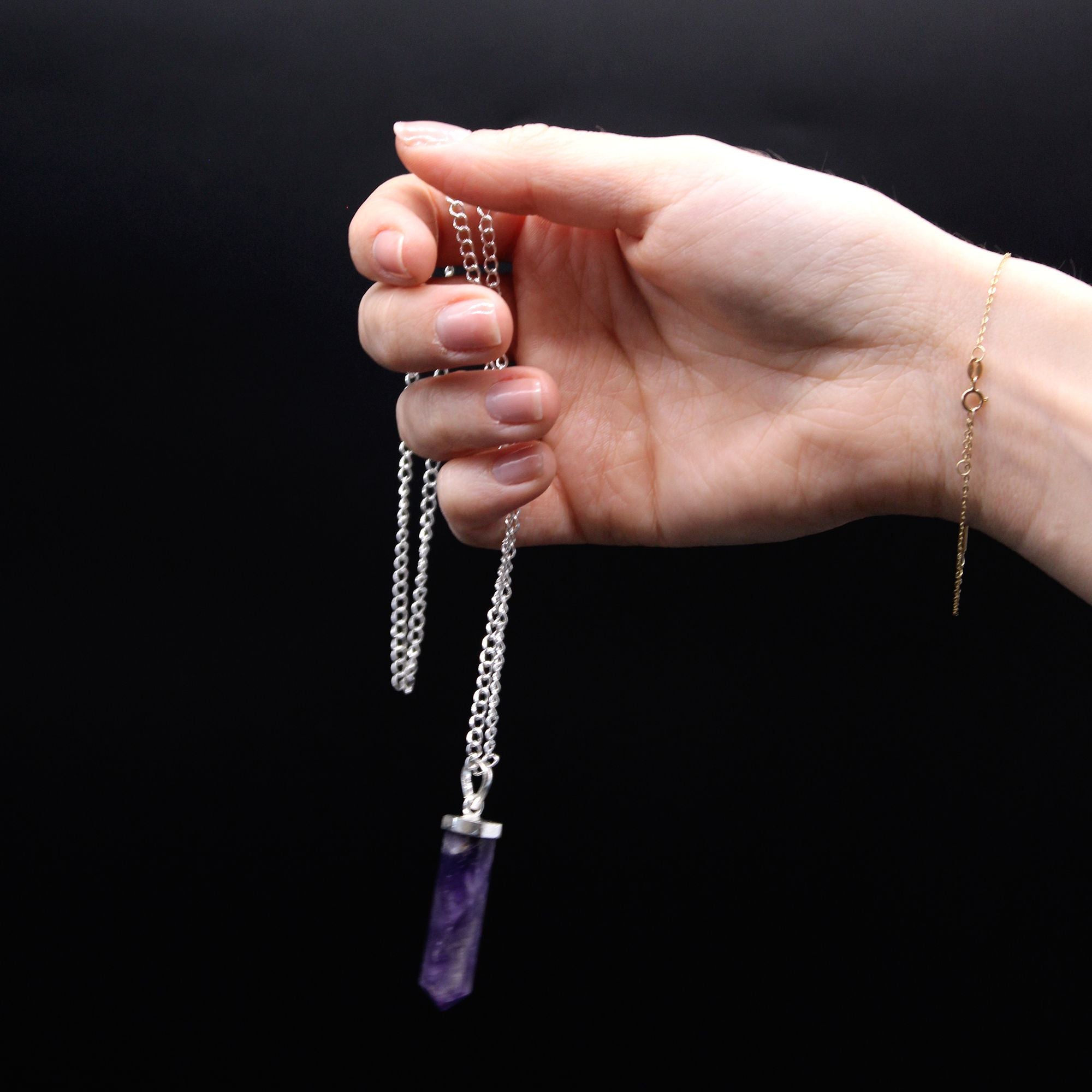 Gemstone Classic Point Pendant with Black Agate Design