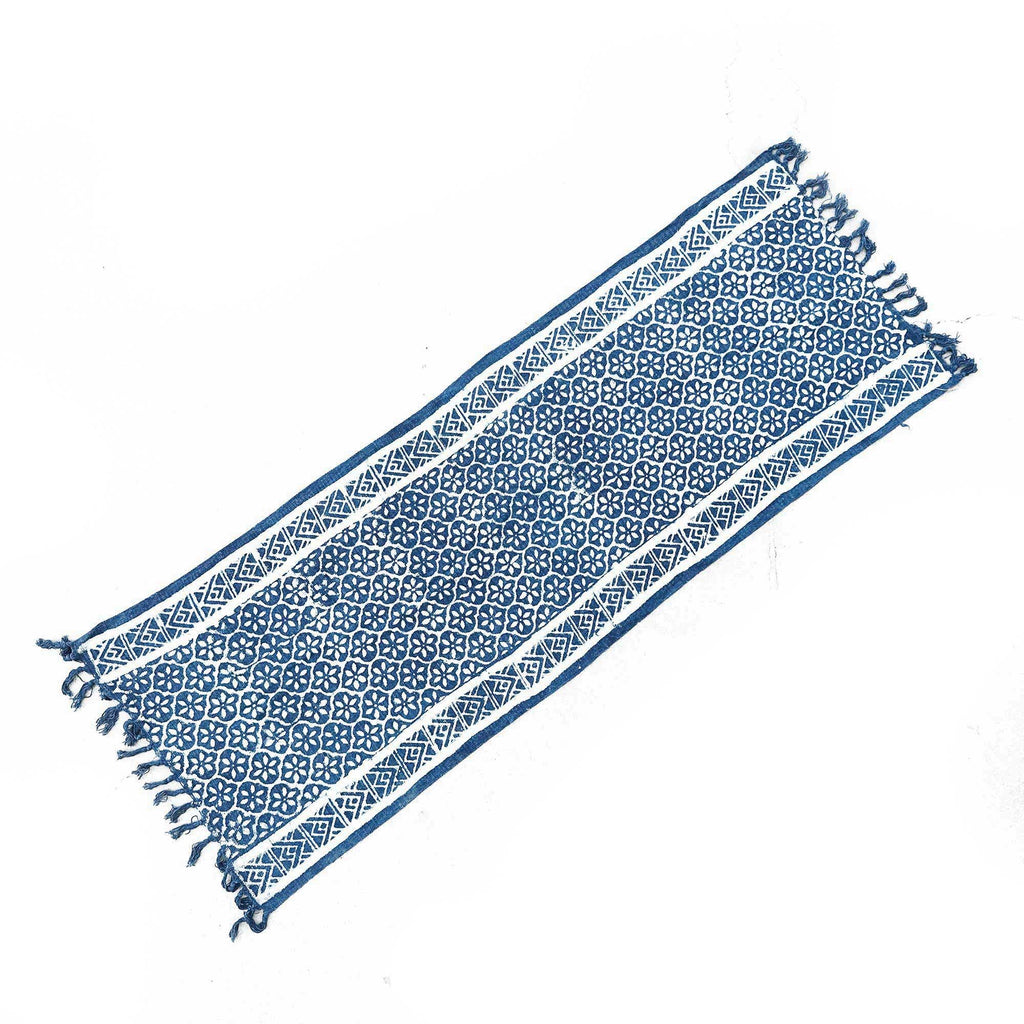 Handmade Indigo Runner 170x60cm with Madjid Tiles Design Artistry