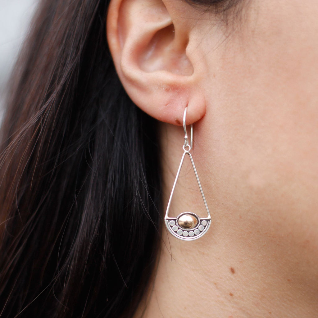 Silver and Gold Earring Luna Balance for Unique Style Lovers
