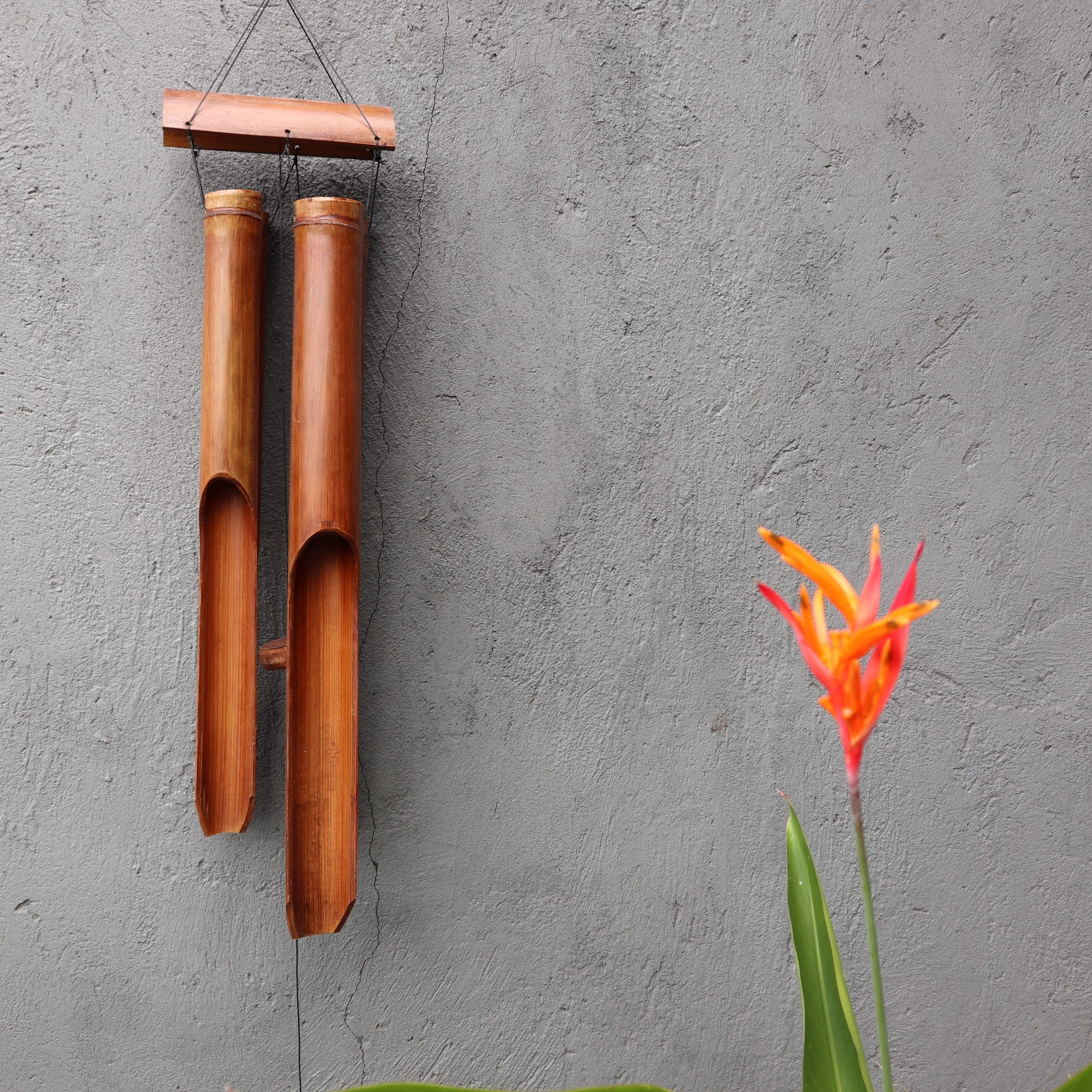 Bamboo Windchime with Natural Finish Featuring Four Large Tubes