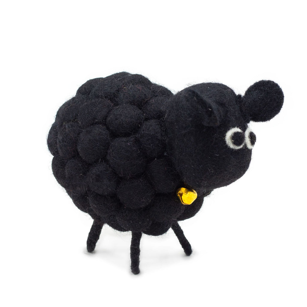 Charming Little Black Felt Sheep for Unique Home Décor Accent