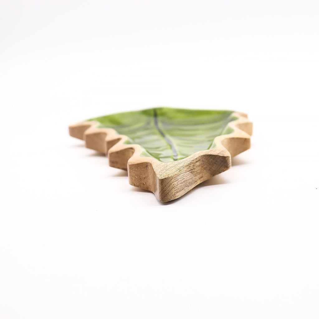 Lost in the Forrest Enamel Leaf Wooden Bowl for Home Decor