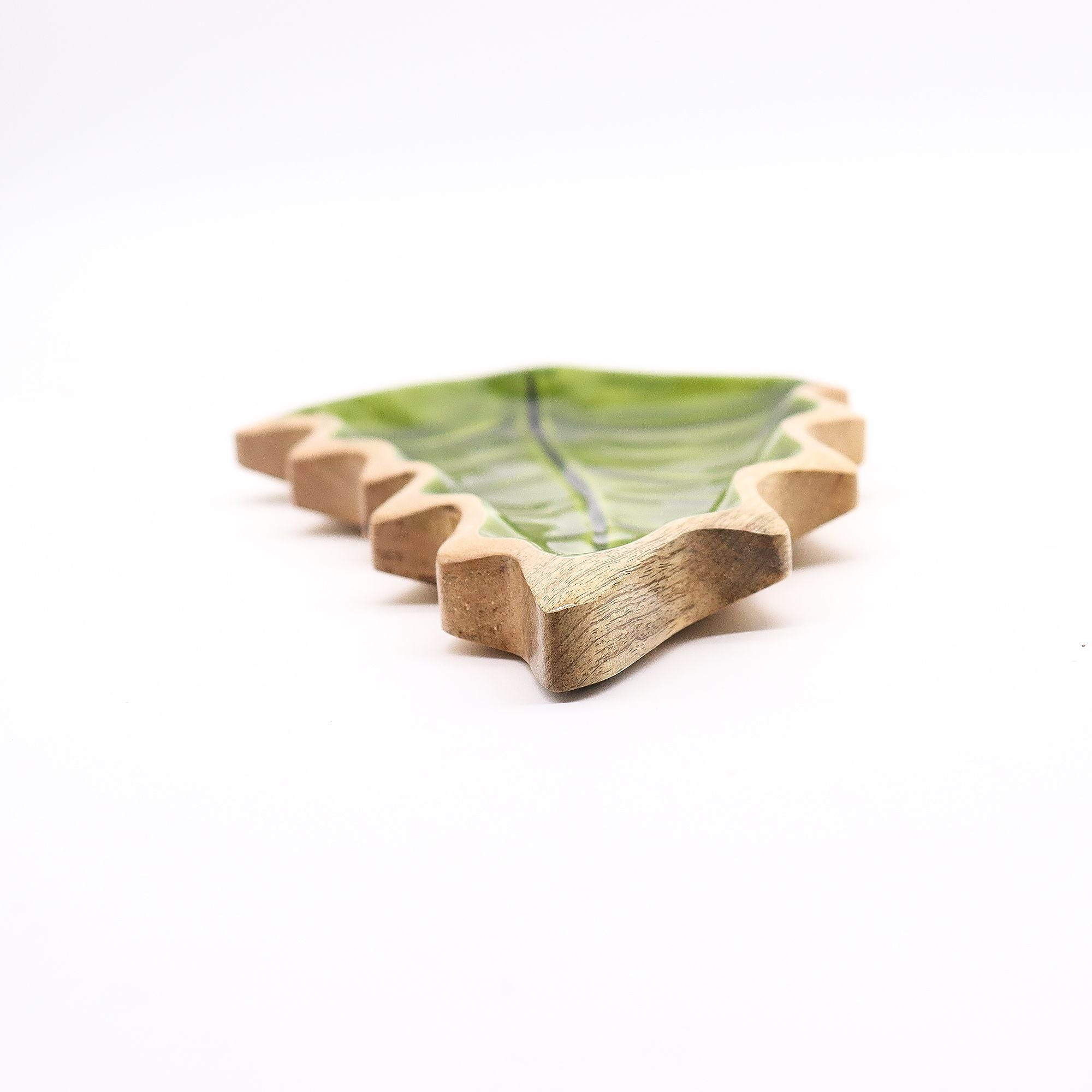 Lost in the Forrest Enamel Leaf Wooden Bowl for Home Decor