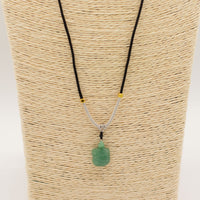 Cord Necklace Gemstone Pendant - Jade Turtle