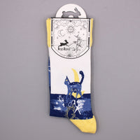 Agnes + Cat Hop Hare Bamboo Socks S/M - Midnight Cat