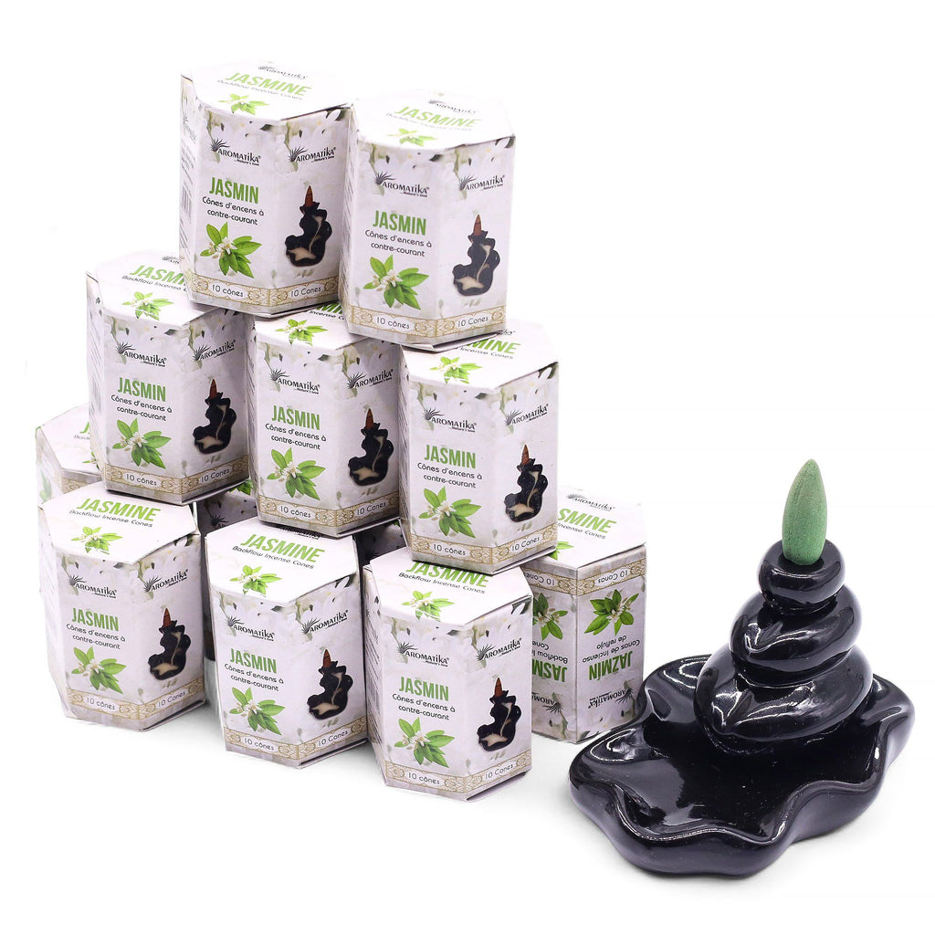 Pack of 10 Jasmine Scented Backflow Incense Cones for Relaxation