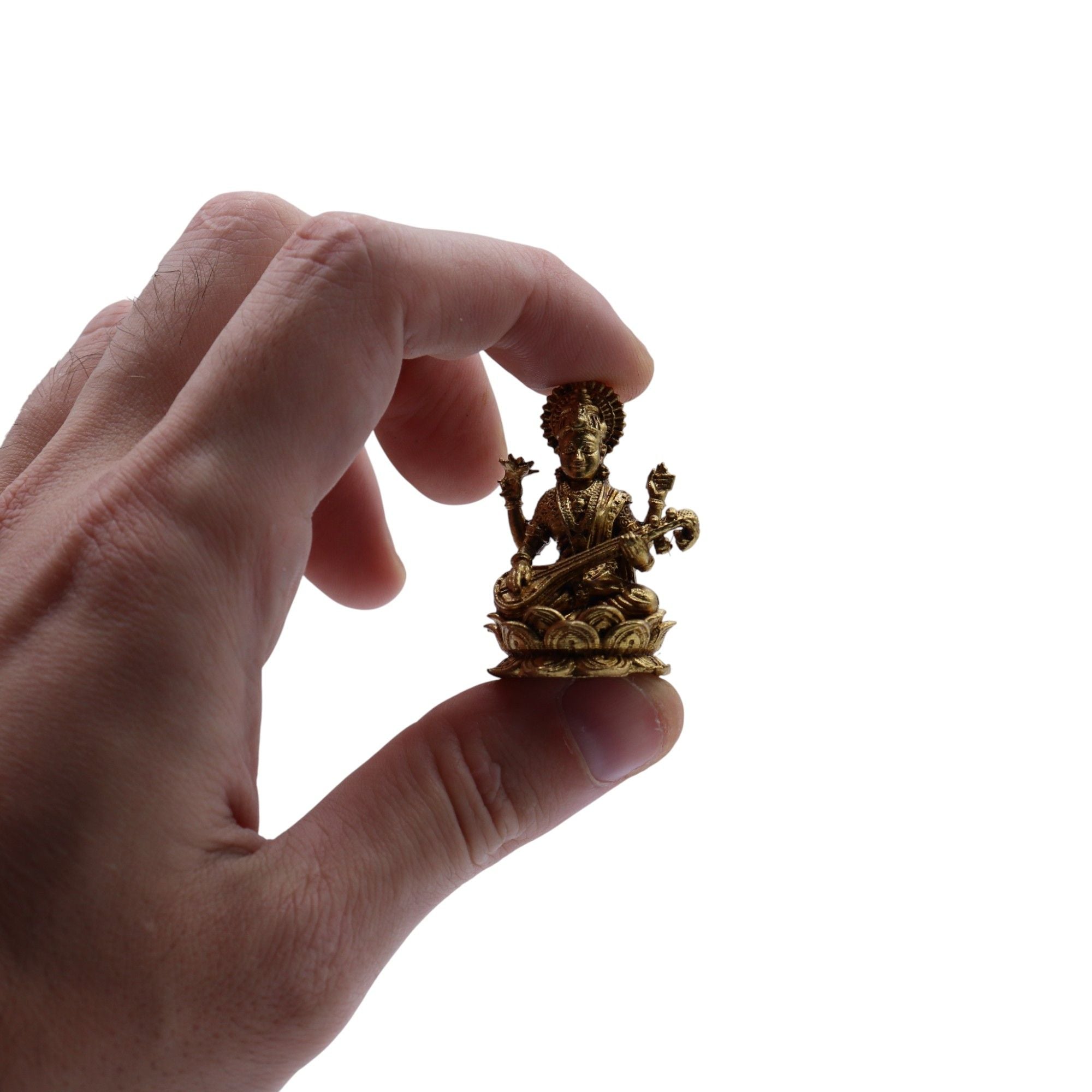 Brass Miniature Gods Saraswati Statue for Wisdom and Learning