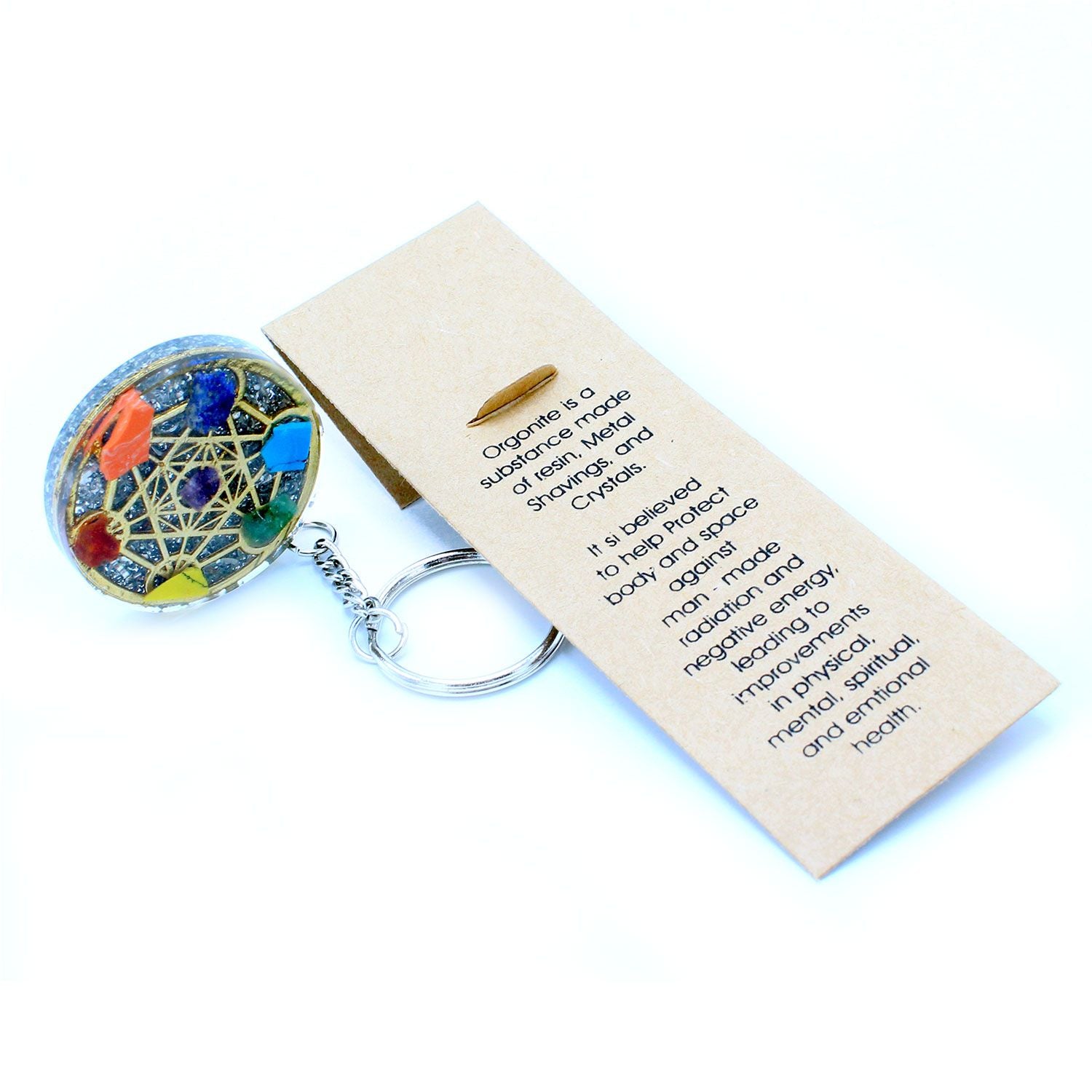 Orgonite Power Keyring Round Seven Chakra for Daily Use and Style