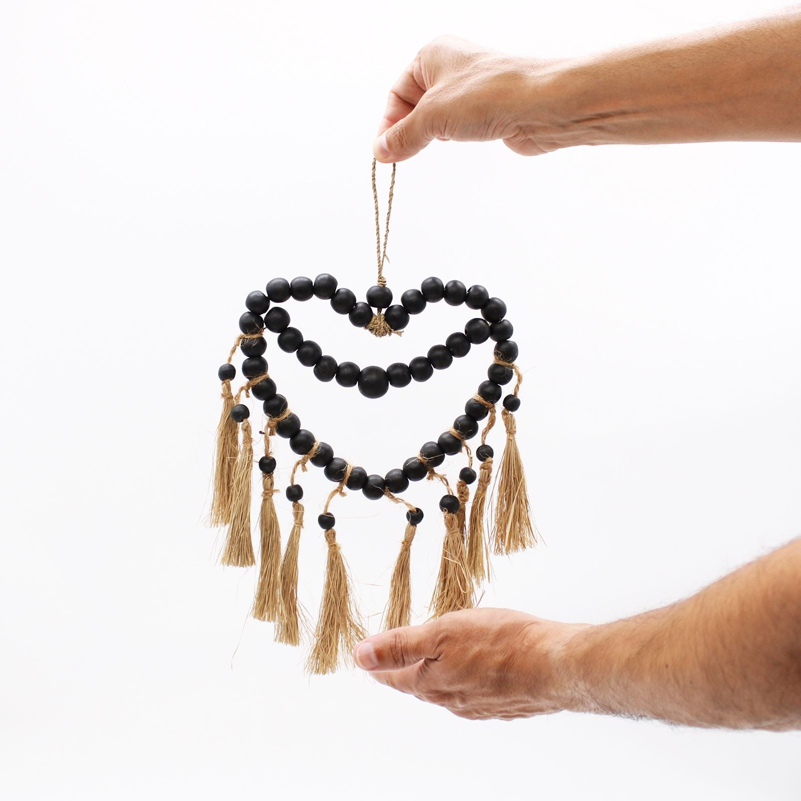 Small Bead Heart Mobile 27x20cm for Unique Wall Art Decor