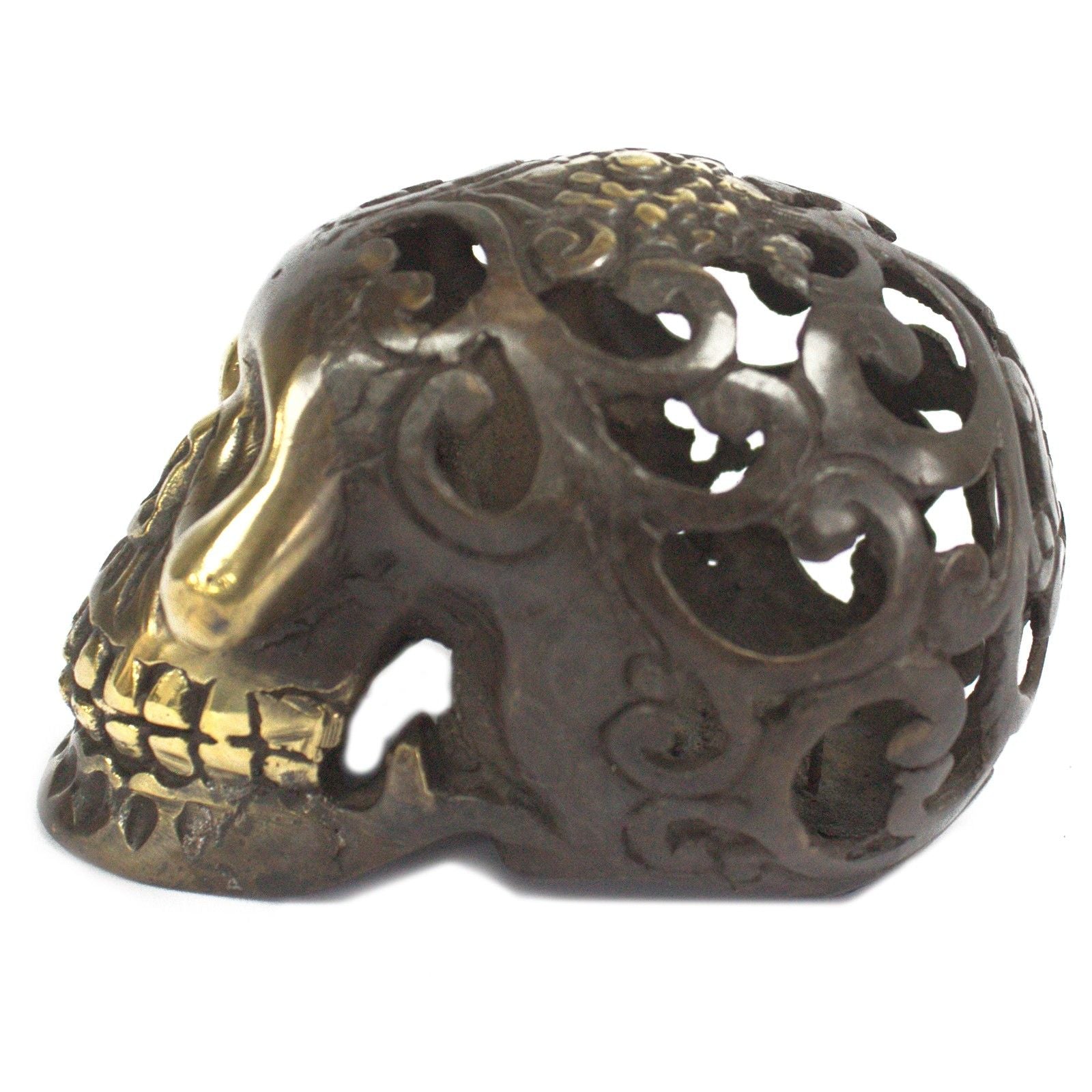 Vintage Brass Skull Large Decorative Fengshui Ornament for Home