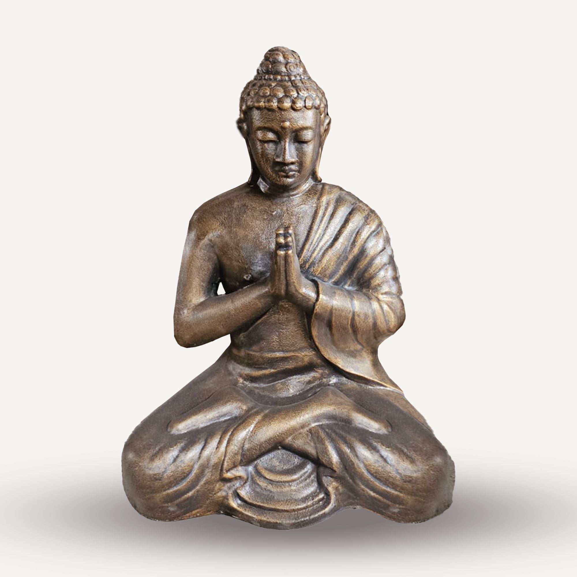 Med Large Antique Gold Praying Buddha Statue 1.2m Tall Design