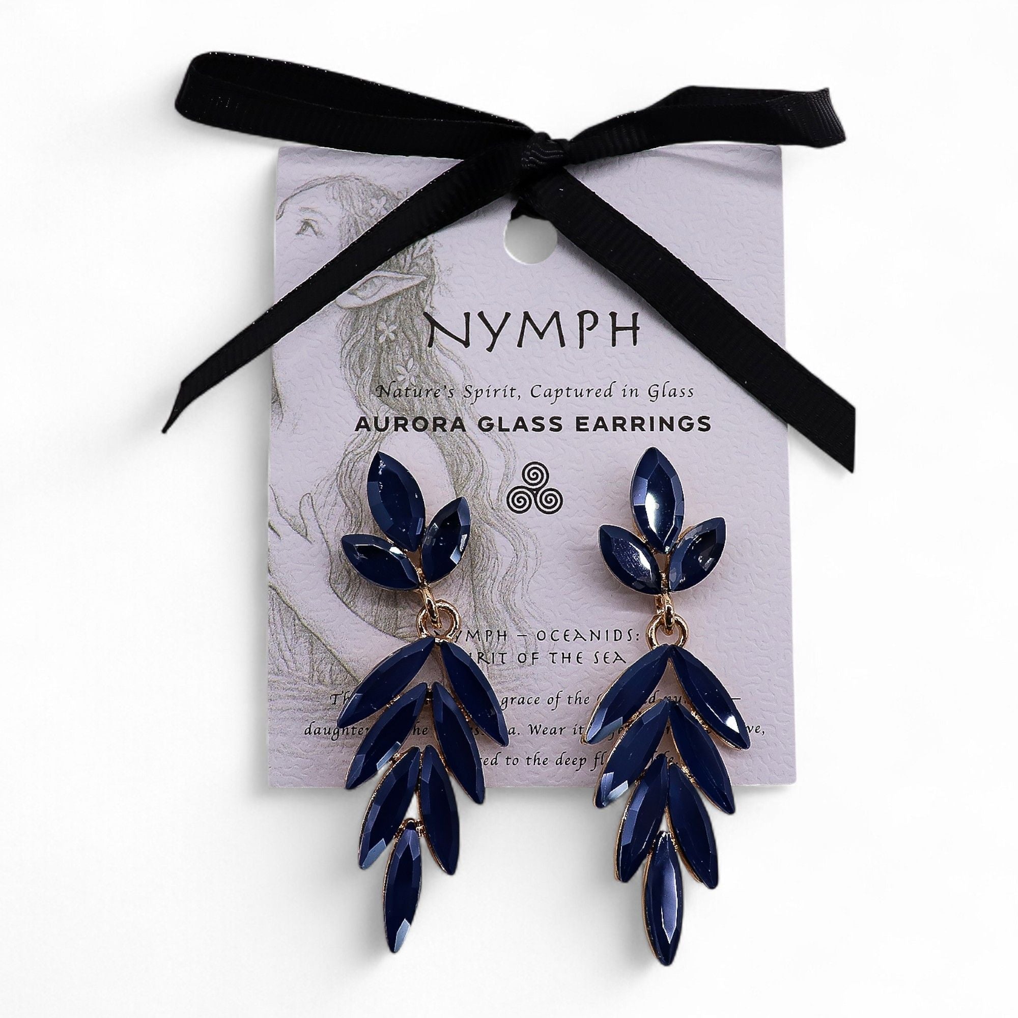 Royal Blue Vintage Glass Long Drop Earrings with Elegant Design
